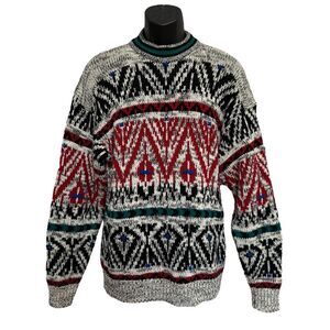 Vintage Expressions International Eclectic Grandpa Cosby Sweater Abstract Sz L